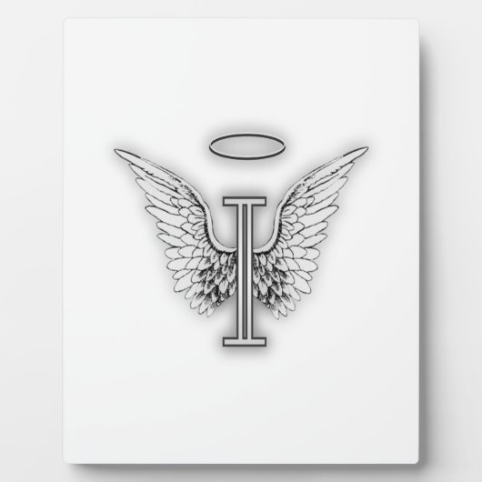 エンジェルアルファベットIイニシャルレターウィングスハロー フォトプラーク (正面)