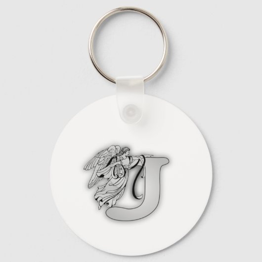 エンジェルアルファベットJイニシャルモノグラム キーホルダー (正面)