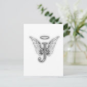 エンジェルアルファベットJイニシャルレターウイングハロー ポストカード (スタンド正面)