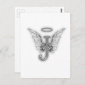 エンジェルアルファベットJイニシャルレターウイングハロー ポストカード (正面/裏面)