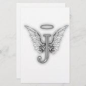 エンジェルアルファベットJイニシャルレター翼ハロ 便箋 (正面/裏面)