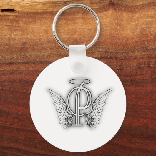 エンジェルアルファベットPイニシャルレターウィングスハロー キーホルダー (正面)