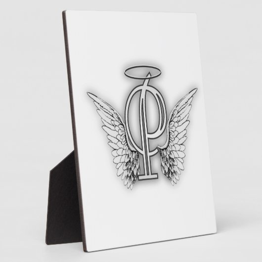 エンジェルアルファベットPイニシャルレターウィングスハロー フォトプラーク (側面)