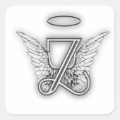 エンジェルアルファベットZイニシャルレターウイングハロー スクエアシール (正面)