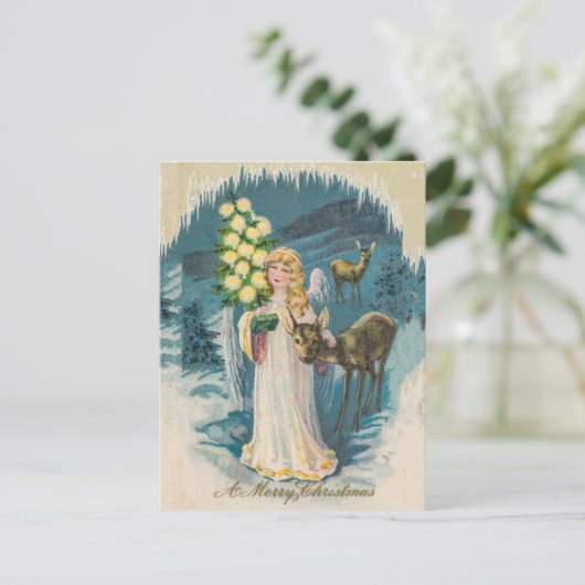 エンジェルアンドデアーズメリークリスマスヴィンテージホリデー ポストカード (スタンド正面)