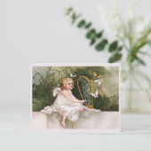 エンジェルアンドハープヴィンテージイラストレーション ポストカード (スタンド正面)