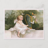 エンジェルアンドハープヴィンテージイラストレーション ポストカード (正面)