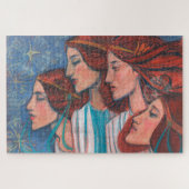 エンジェルアールヌーボージンジャーオーバーンレッドヘアウィメンズ ジグソーパズル (横)