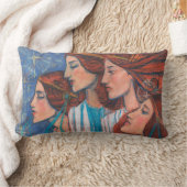 エンジェルアールヌーボージンジャーオーバーンレッドヘアウィメンズ ランバークッション (ブランケット)