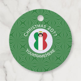 エンジェルイタリアンクリスマス国旗パーソナライズされた フェイバータグ