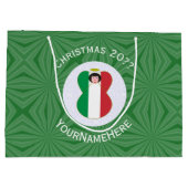 エンジェルイタリアンクリスマス国旗パーソナライズされた ラージペーパーバッグ (裏面)