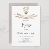 エンジェルインアチャリスベージュベビーバプテスマ 招待状 (正面/裏面)