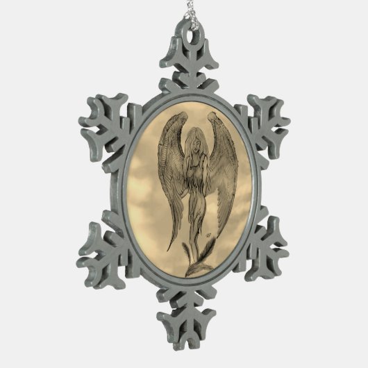 エンジェルインタトゥースタイル スノーフレークピューターオーナメント (左)