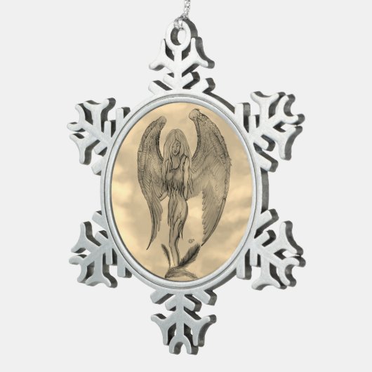 エンジェルインタトゥースタイル スノーフレークピューターオーナメント (右)