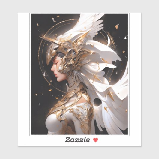 エンジェルインホワイトアーマーファンタジーアート シール (シート)