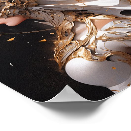 エンジェルインホワイトアーマーファンタジーアート ポスター (角)