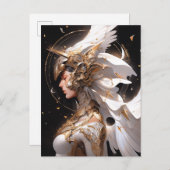 エンジェルインホワイトアーマーファンタジーアート ポストカード (正面/裏面)