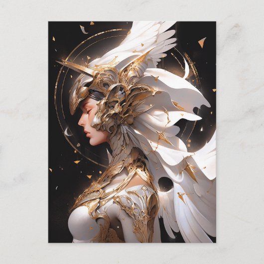 エンジェルインホワイトアーマーファンタジーアート ポストカード (正面)