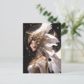 エンジェルインホワイトアーマーファンタジーアート ポストカード (スタンド正面)