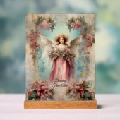 エンジェルインレッドガウンヴィンテージスタイル アクリルサイン (ニュートラル)