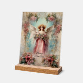 エンジェルインレッドガウンヴィンテージスタイル アクリルサイン (傾斜)