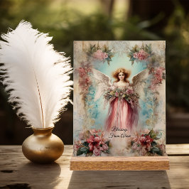 エンジェルインレッドガウンヴィンテージスタイル アクリルサイン