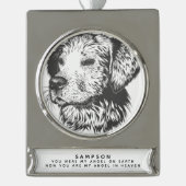 エンジェルイン天国パーソナライズされたペット記念オーナメント シルバープレートバナーオーナメント (正面)