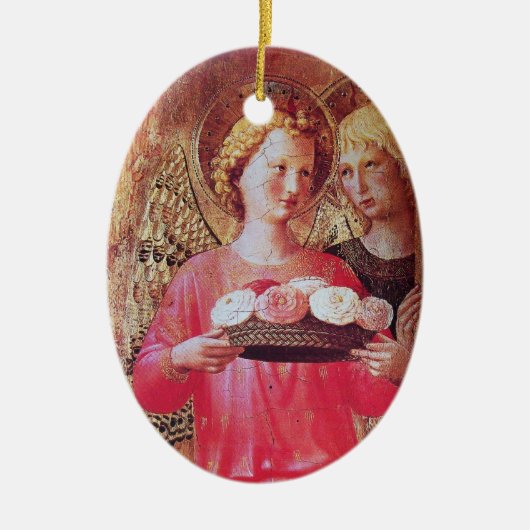 エンジェルウィズバラピンクアメジスト宝石ストーン セラミックオーナメント (正面)