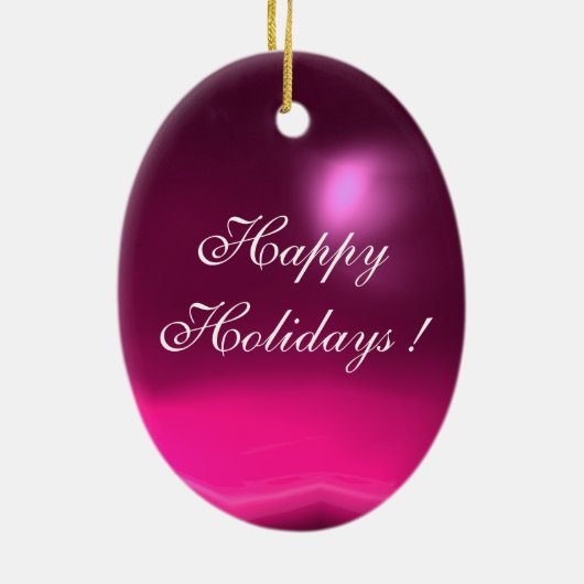 エンジェルウィズバラピンクアメジスト宝石ストーン セラミックオーナメント (裏面)