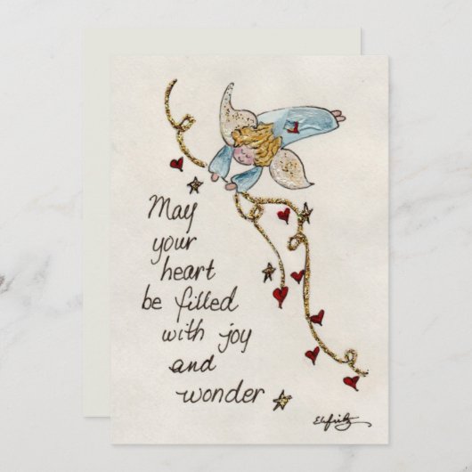 エンジェルウィッシュユージョイ&疑問に思ウォーターカラーアート シーズンカード (正面/裏面)