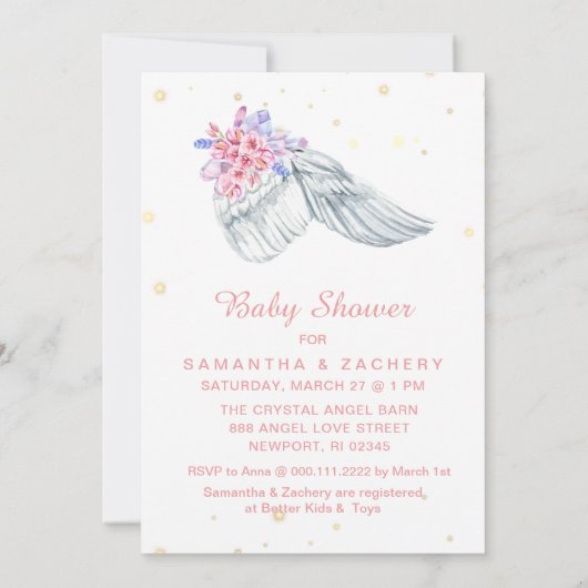 *~*エンジェルウィングクリスタルの羽のシャワー招待状 招待状 (裏面)