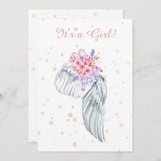 *~*エンジェルウィングクリスタルの羽のシャワー招待状 招待状 (正面/裏面)