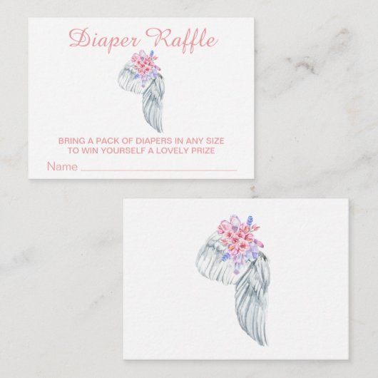 *~*エンジェルウィングクリスタルフェザーガールおむつラッフル エンクロージャーカード (正面/裏面)