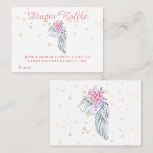 *~*エンジェルウィングクリスタルフェザーズガールおむつラッフル エンクロージャーカード (正面/裏面)