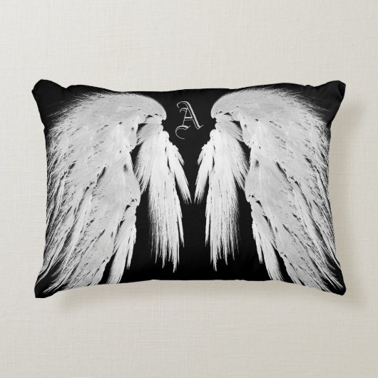 エンジェルウィンググレイタッチフェザーカスタムモノグラム アクセントクッション (正面)