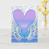 エンジェルウィングスとハートグラフィックアーツカード カード (黄色い花)