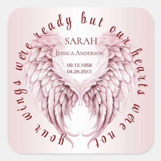 エンジェルウィングスの追悼の愛する人のための悲しみ スクエアシール (正面)