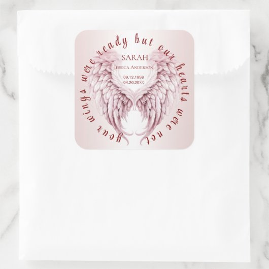 エンジェルウィングスの追悼の愛する人のための悲しみ スクエアシール (バッグ)