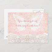 エンジェルウィングスサンキューカードバプテスベビーシャワー ポストカード (正面/裏面)