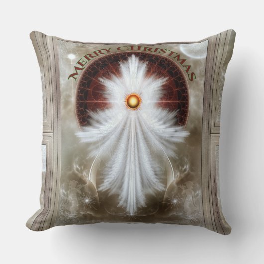 エンジェルウィングススノーフレークメリークリスマス クッション (正面)