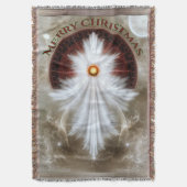 エンジェルウィングススノーフレークメリークリスマス スローブランケット (正面縦)