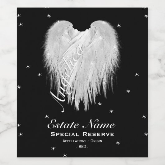 エンジェルウィングスハートスターリーナイトブラック ワインラベル (シングルラベル)