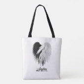 エンジェルウィングスハートブラック+ホワイトのみハーフおもしろいイビル トートバッグ (裏面)