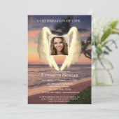 エンジェルウィングスパームサンセットフォトお祝いオブ・ライフ 招待状 (スタンド正面)