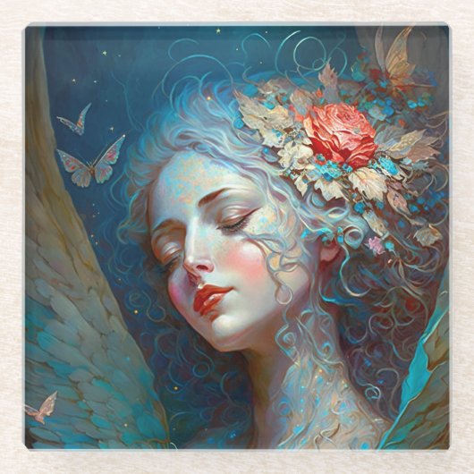 エンジェルウィングスファンタジーアートガラスコースター ガラスコースター (正面)