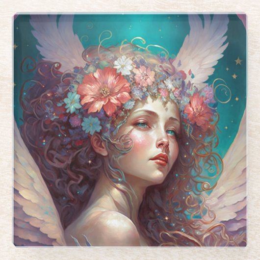 エンジェルウィングスファンタジーアート ガラスコースター (正面)