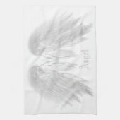 エンジェルウィングスホワイト名前をカスタムする キッチンタオル (縦)