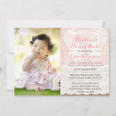 エンジェルウィングスラテンアメリカ系女性バプテスマ&誕生日パーティー 招待状 (正面)