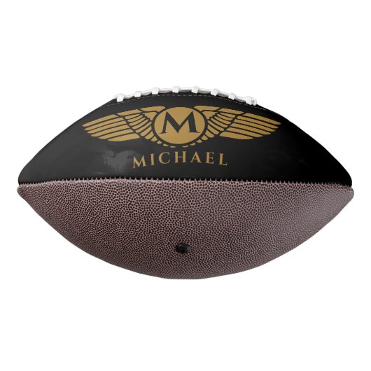 エンジェルウィングスヴィンテージゴールデンネームイニシャルモノグラム アメリカンフットボール (回転270)