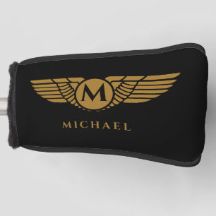 エンジェルウィングスヴィンテージゴールデンネームイニシャルモノグラム ゴルフヘッドカバー